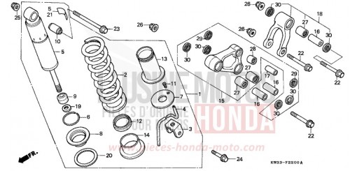 KISSEN, HINTEN NX250J de 1988